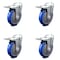 Service Caster 5 Inch Blue Polyurethane Swivel Bolt Hole Caster Set with Total Lock Brake SCC SCC-BHTTL20S514-PPUB-BLUE-4 - alternate 1